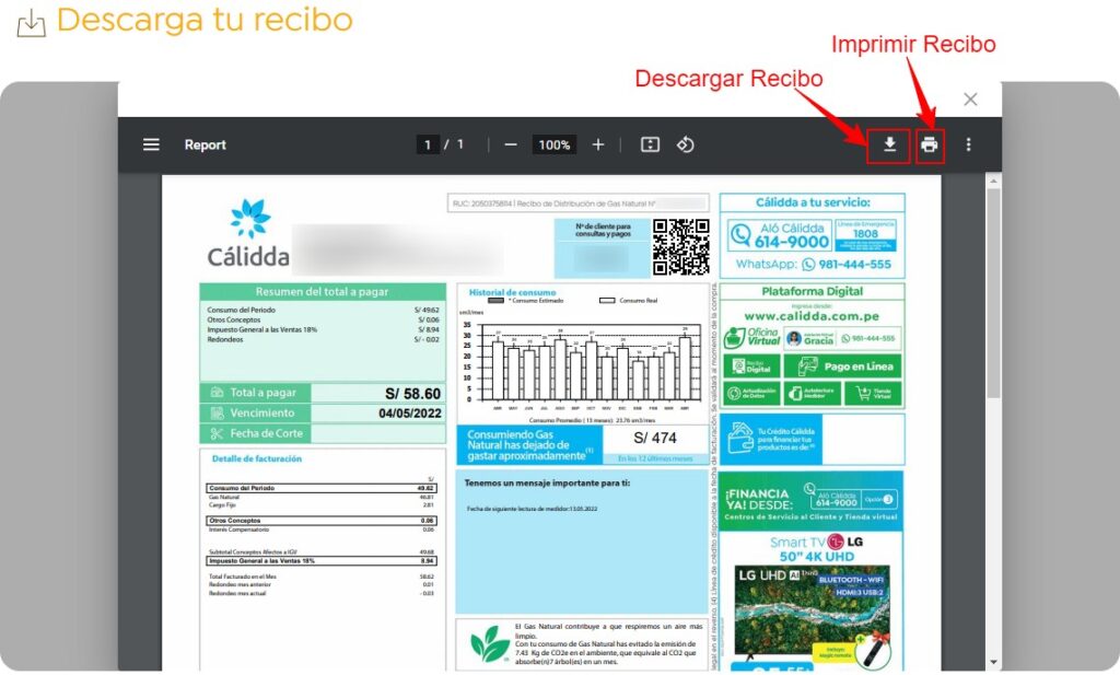 Recibo de Gas Natural: ¿Cómo consultarlo? recibo virtual de gas natural Cálidda