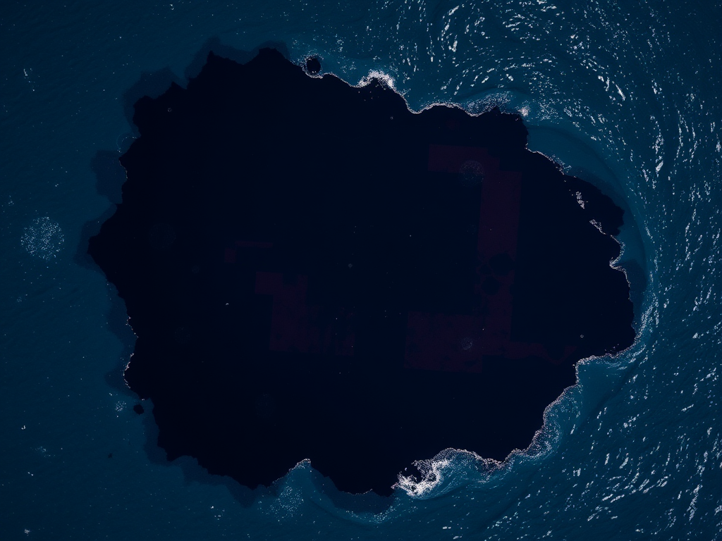 Vista aérea de un derrame de petróleo en el océano