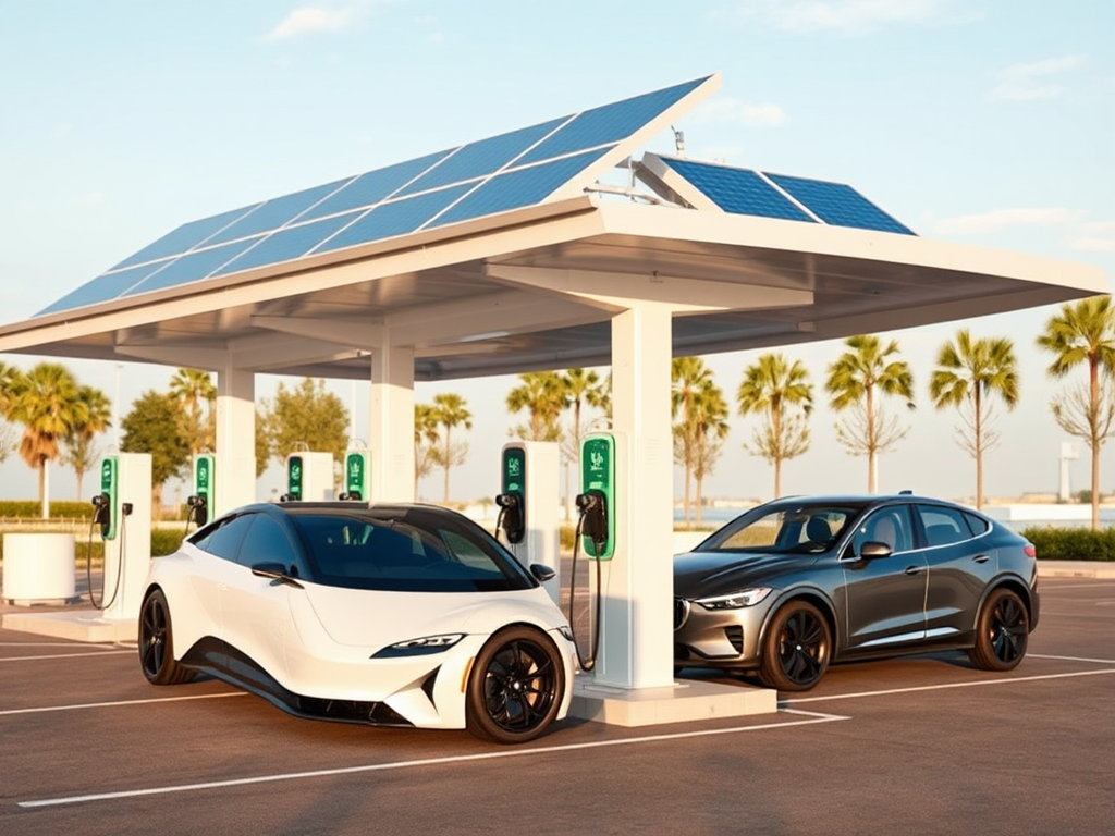Estación de carga de vehículos eléctricos moderna y sustentable