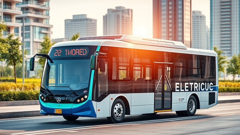 Energía Fotovoltaica: Funcionamiento y Aplicaciones en la Industria Autobús eléctrico con energía solar en un entorno urbano moderno