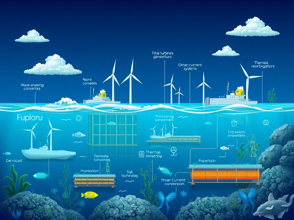 Ilustración conceptual de generación de energía marina