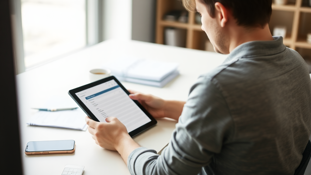 Persona gestionando un cuaderno digital en una tablet