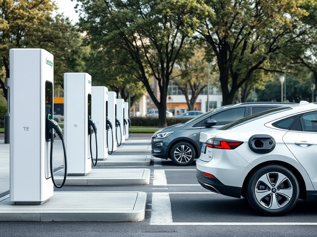 Estación de carga de vehículos eléctricos en entorno urbano