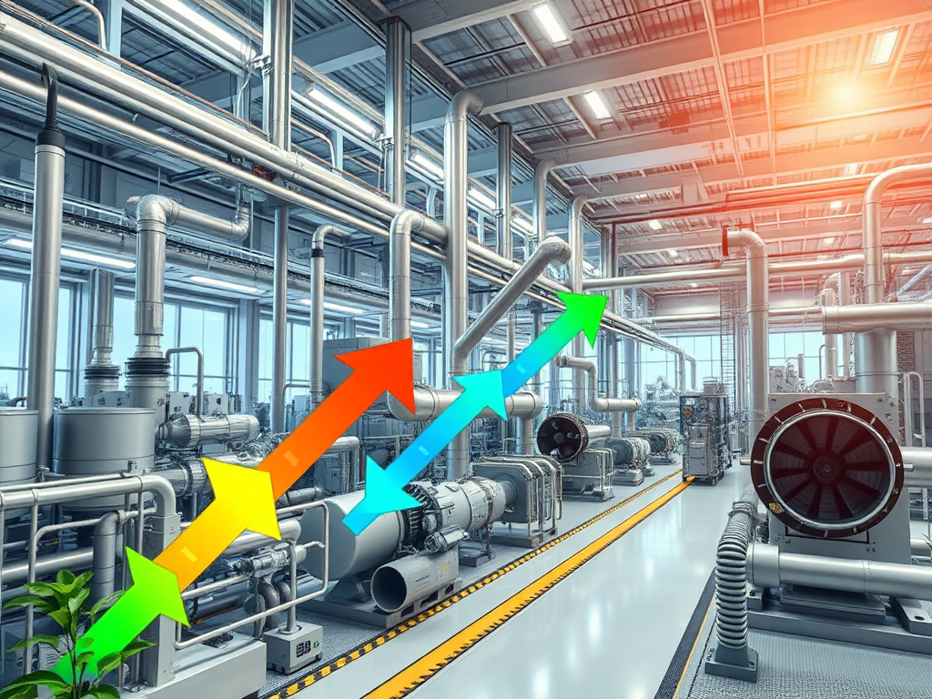 Planta industrial moderna con enfoque en flujo de energía