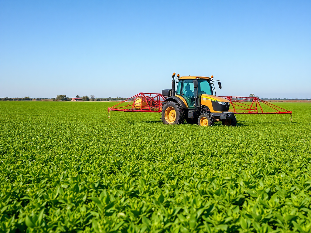 Derivados del Petróleo: Tipos, Aplicaciones y Efectos Industriales Tractor aplicando fertilizantes en un campo agrícola