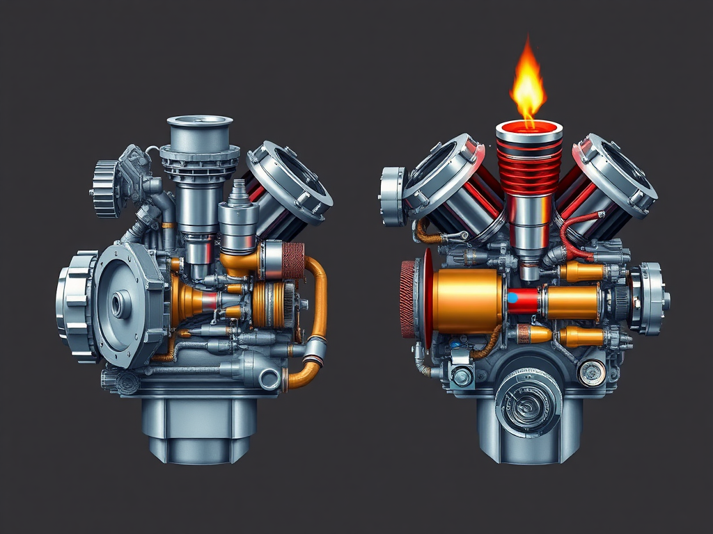 Ilustración técnica de los motores diésel y gasolina