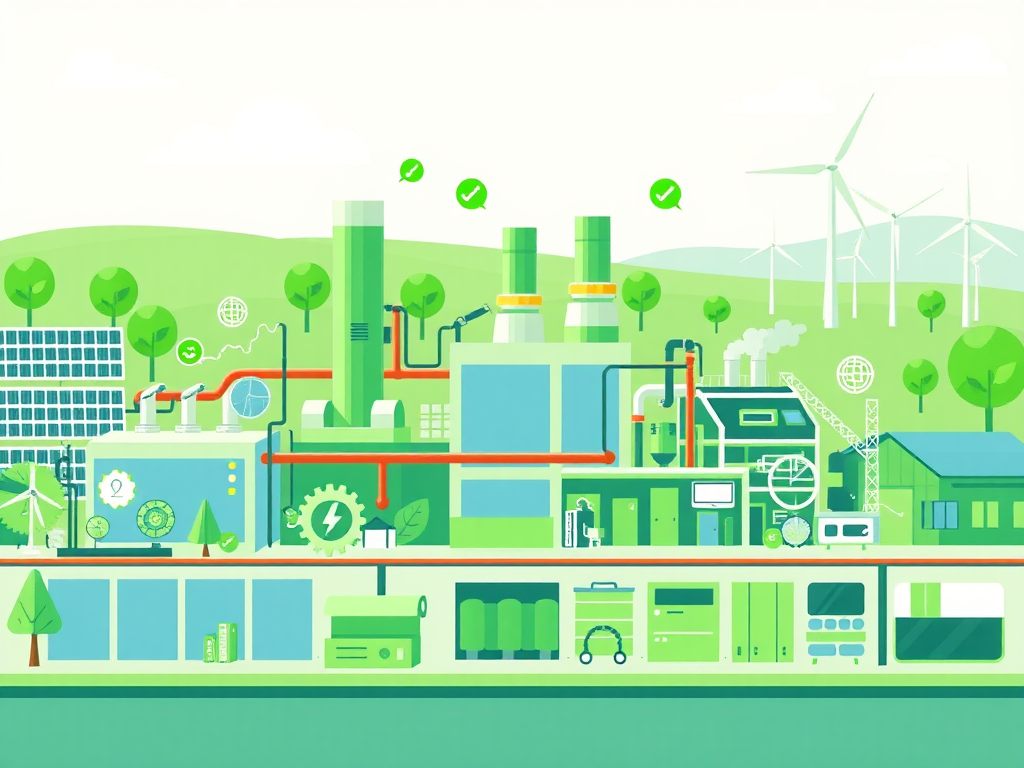 Automatización de Motores para Optimizar el Rendimiento Industrial Fábrica sostenible con tecnologías avanzadas y energía renovable