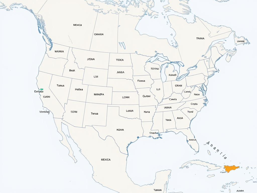 Mapa de América del Norte con regiones de producción de propano