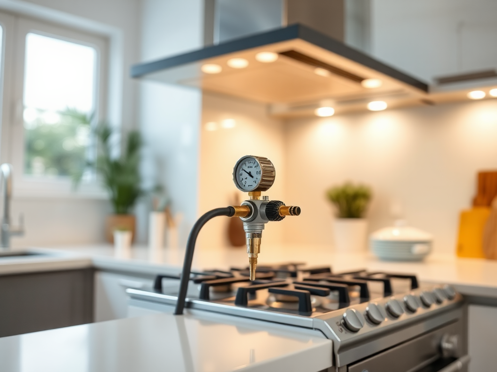 Instalación de regulador de gas en una cocina moderna