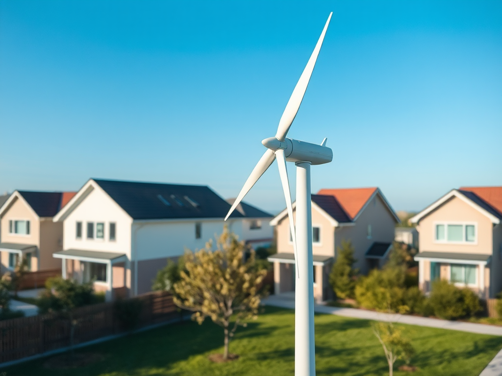 Turbina eólica en un área residencial