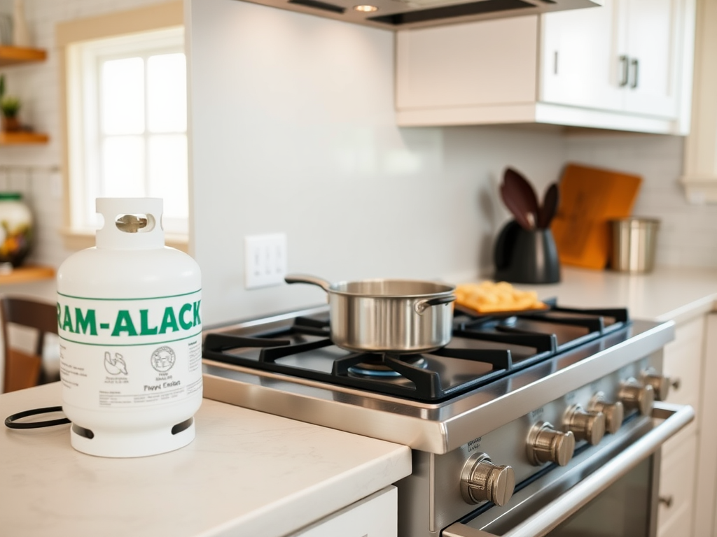 Estufa moderna de gas propano en uso