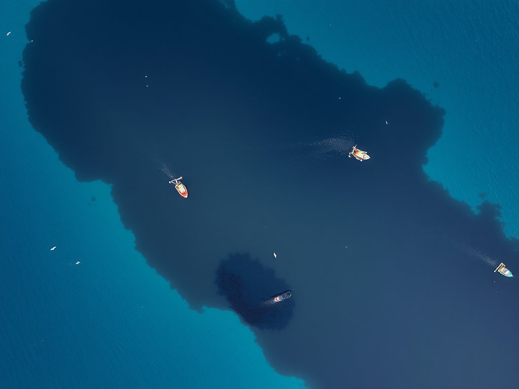Derrame de Petróleo: Causas, Impactos y Prevención Efectiva Vista aérea de un derrame de petróleo en el océano