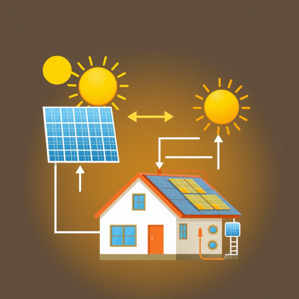 Ilustración de sistemas de generación de energía solar